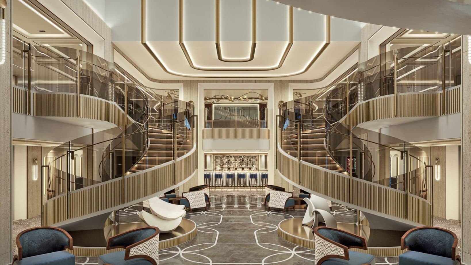 Seven Seas Prestige Atrium , Regent cruises
