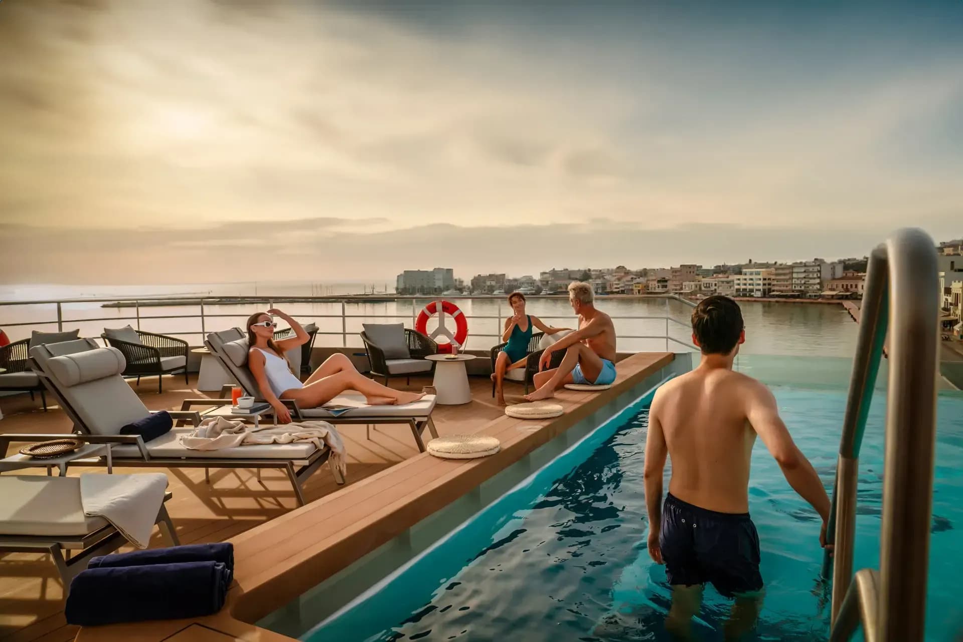 Swan Hellenic luxury cruise expedition Ship pool deck