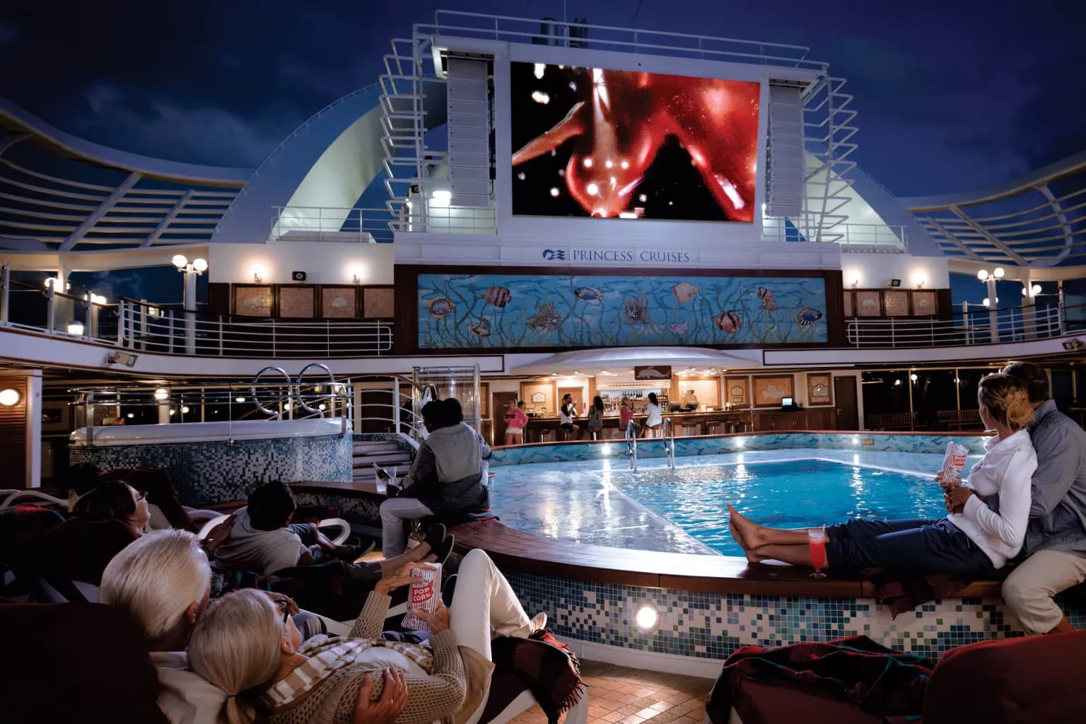 Princess Cruises pool deck - Movie under the stars
