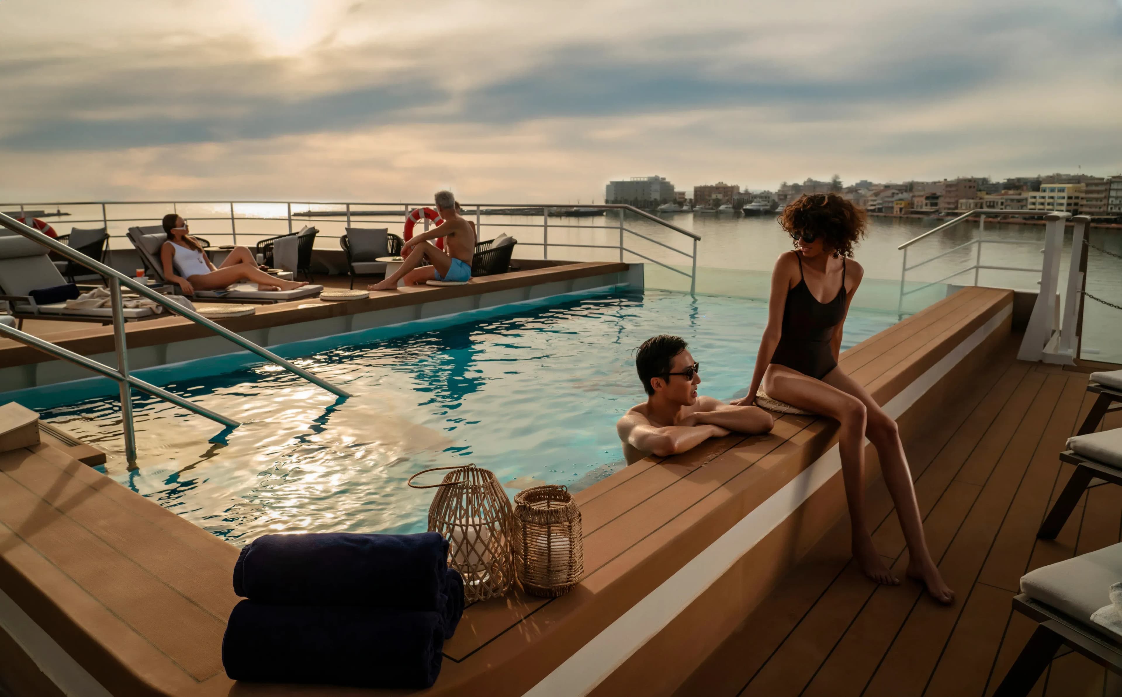 Swan Hellenic luxury cruise expedition Ship pool deck