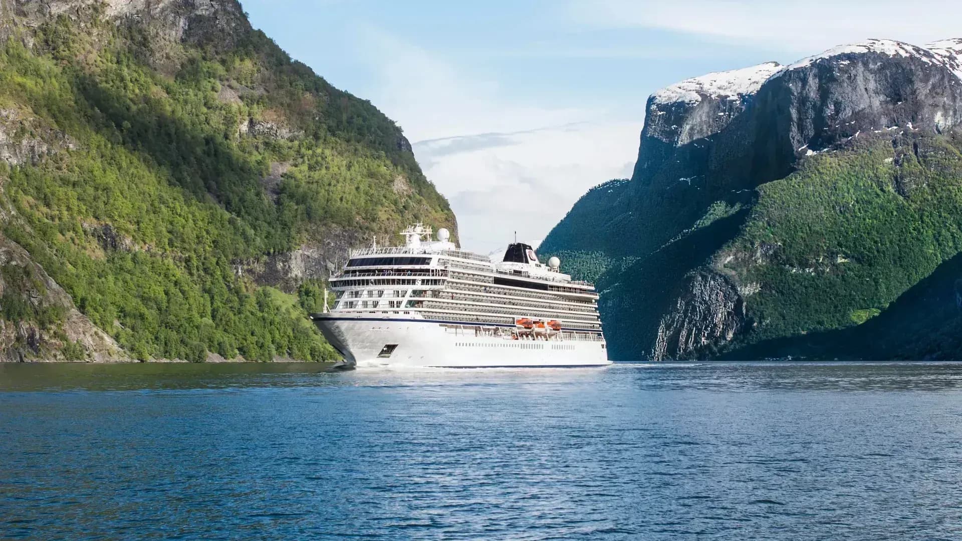 Viking Star cruise ship cruising Aurlandsfjord, Norway
