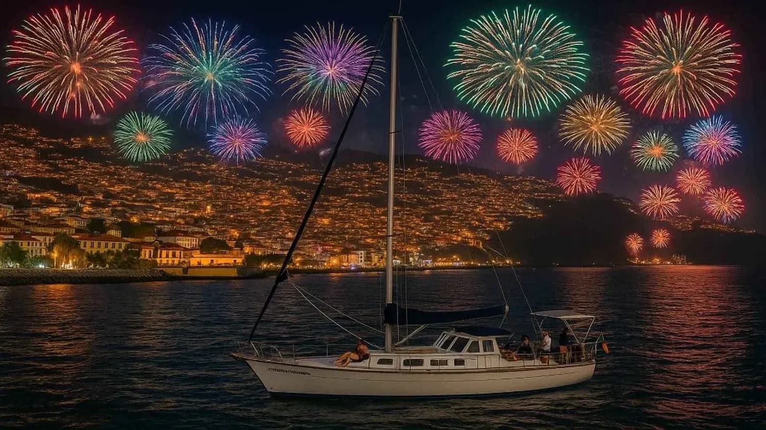 New Years Fireworks Sailboat Madeira Hsph