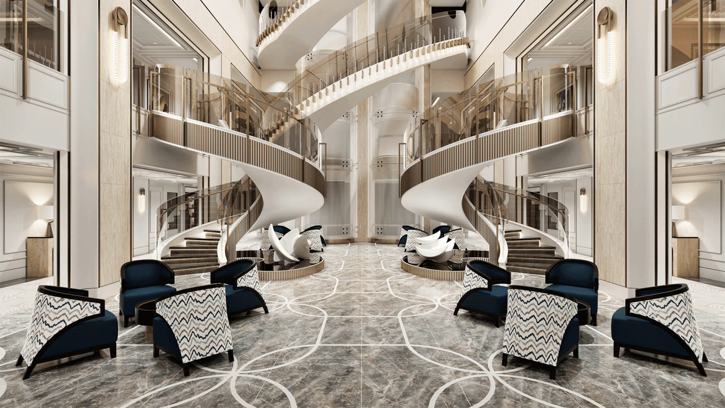 Seven Seas Prestige Atrium , Regent cruises