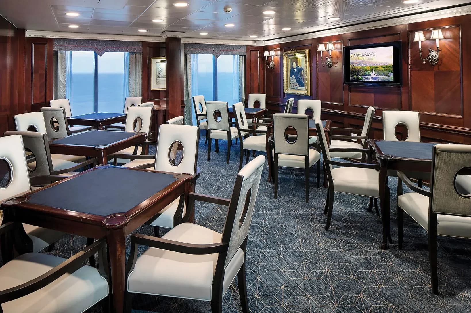 Oceania Sirena - onboard activities card room - Oceania Nautica, Oceania insignia