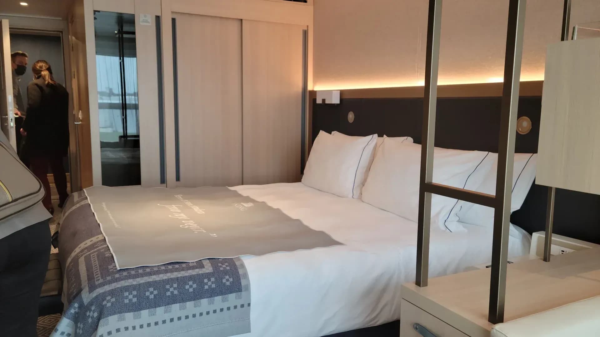 King bed in a Nordic Penthouse aboard Viking Octantis